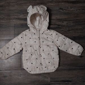 Gap Lightweight Puffer Jacket Girl Size 4 Toddler White Heart Puffer Coat Jacket